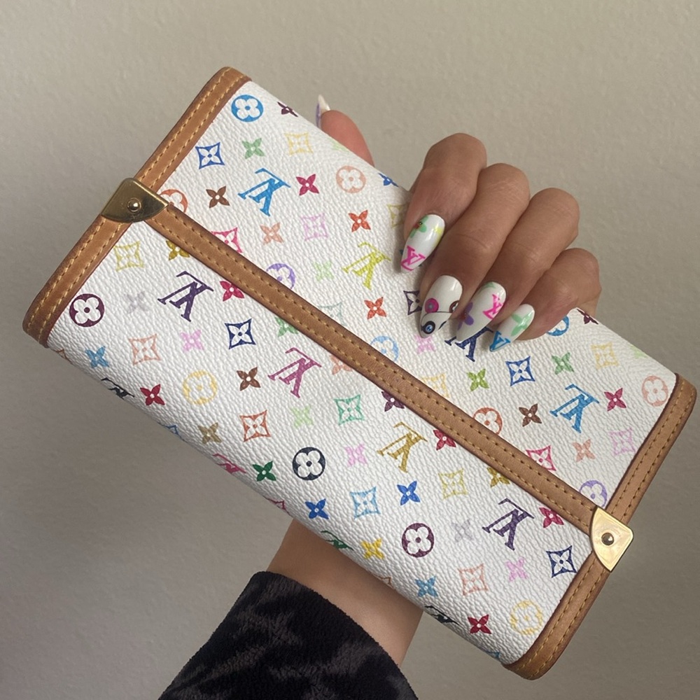 Louis Vuitton morakami White and Tan Wallet with Iconic Monogram